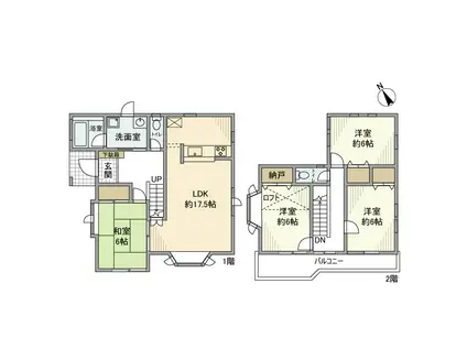 高崎線 鴻巣駅 徒歩5分 2階建 築30年(4LDK)の間取り写真