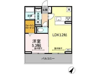 セレーナ東静岡(1LDK/2階)の間取り写真