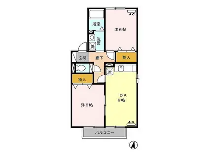 セジュールYS(2DK/2階)の間取り写真