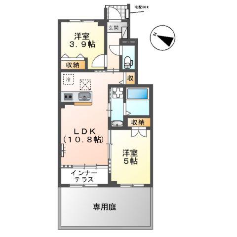 三本木町アパート(2LDK/1階)の間取り写真