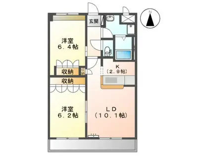 ローズガーデン(2LDK/2階)の間取り写真