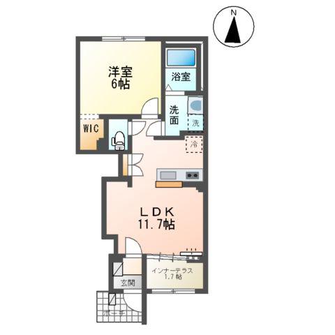 宗吾3丁目 アパートⅢ期工事(1LDK/1階)の間取り写真
