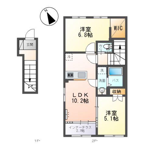 COMFORT LUMINOUS(2LDK/2階)の間取り写真