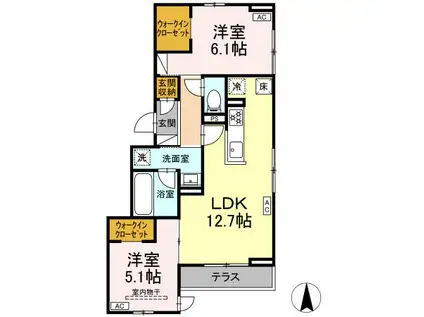 DーROOM長泉町竹原PJ 工事(2LDK/1階)の間取り写真