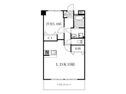 長良パークマンション(1LDK/2階)の間取り写真