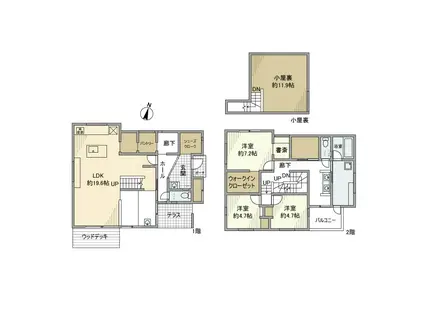 湘南新宿ライン高海 二宮駅 徒歩23分 2階建 築4年(3LDK)の間取り写真