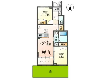 エスペランスY(2LDK/1階)の間取り写真