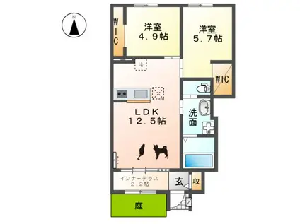 エスペランスYⅡ(2LDK/1階)の間取り写真