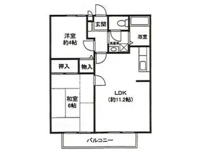 ヒルズコートⅠ(2LDK/1階)の間取り写真