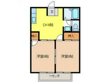サンハイツ福寿(2DK/1階)の間取り写真