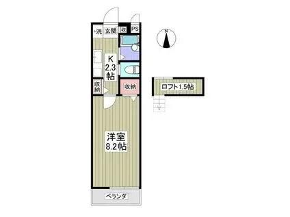 くれよんハウス(1K/2階)の間取り写真