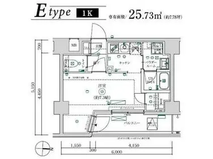 MAXIV武蔵新城TRE(1K/5階)の間取り写真