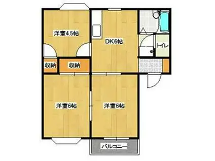 HIGH HOMES A棟B棟(3DK/2階)の間取り写真