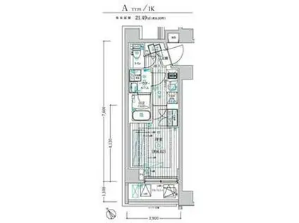 BRIZZ鶴見本町通MAXIV(1K/1階)の間取り写真