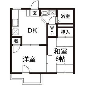 レモンハイツ C棟(2DK/2階)の間取り写真