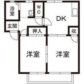 サウスゲートコーポ A棟(2DK/1階)の間取り写真