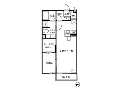 モナリエ平和台Ⅰ・Ⅱ・Ⅲ(1LDK/2階)の間取り写真