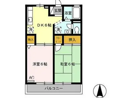 ネオアミューズA(2DK/2階)の間取り写真