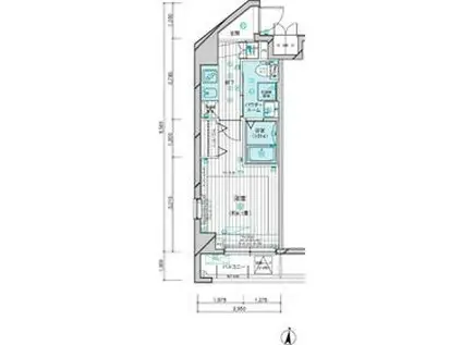 メインステージ多摩川Ⅱ(1K/4階)の間取り写真