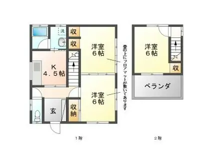 東海道本線 岐阜駅 バス乗車時間:46分 河村病院前バス停で下車 徒歩17分 2階建 築61年(3K)の間取り写真