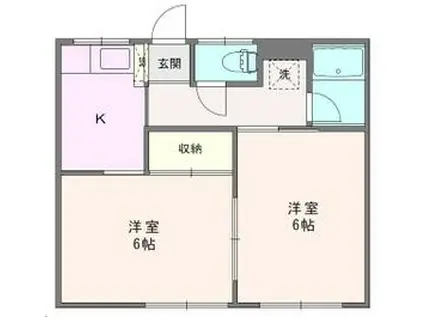 ヤマザキハイツ(2K/1階)の間取り写真
