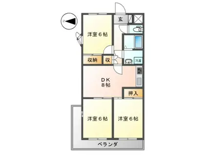 グランディールYOKOYAMA2(3DK/4階)の間取り写真