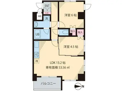 インペリアル パーク Ⅰ(2LDK/5階)の間取り写真