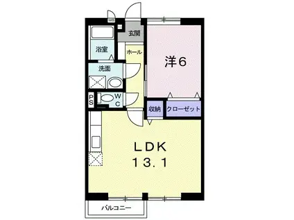 サンハイム妻沼Ⅱ(1LDK/2階)の間取り写真