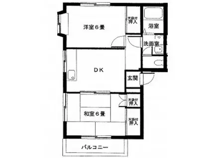 ハイツ青桐(2DK/2階)の間取り写真
