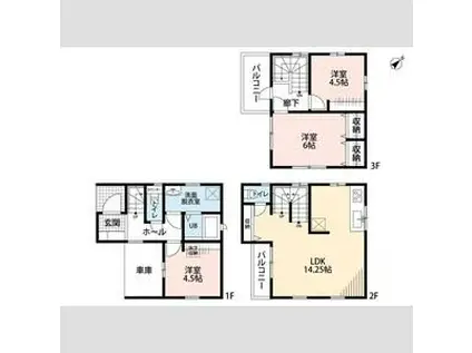 つくばエクスプレス 八潮駅 徒歩14分 3階建 築5年(3LDK)の間取り写真
