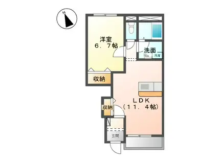 常磐線 磯原駅 徒歩29分 2階建 築17年(1LDK/1階)の間取り写真