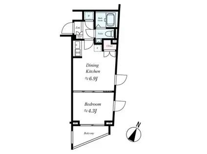 ビバリーホームズ東高円寺(1DK/4階)の間取り写真