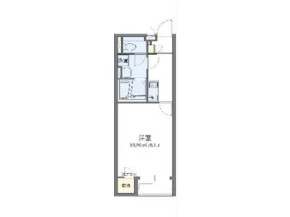 クレイノパーシモン(1K/2階)の間取り写真