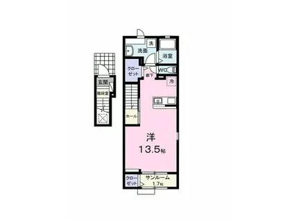 レッチーノⅠ(ワンルーム/2階)の間取り写真