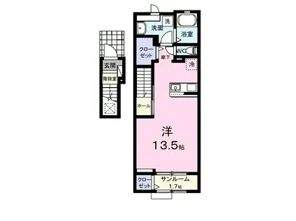 レッチーノⅠ(ワンルーム/2階)の間取り写真