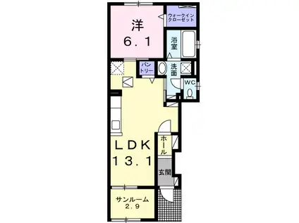 サリーレⅢ(1LDK/1階)の間取り写真