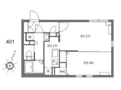 ザハウス中野坂上Ⅱ(1LDK/4階)の間取り写真