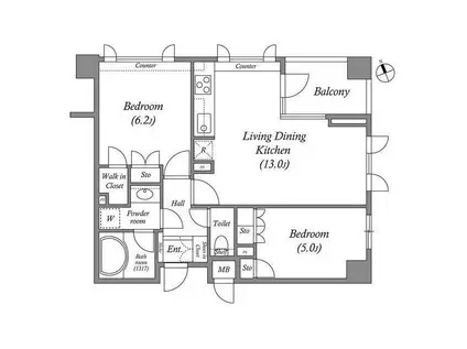 レジデンス渋谷富ヶ谷(2LDK/2階)の間取り写真