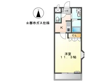 サンハイツオーガマ(1K/2階)の間取り写真