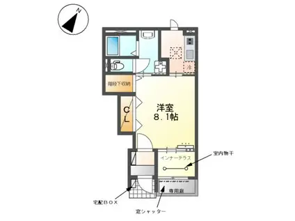 ラ・クレアージュ(1K/1階)の間取り写真