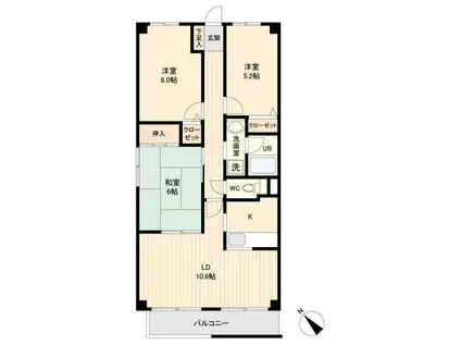 アルカンシエール(3LDK/2階)の間取り写真