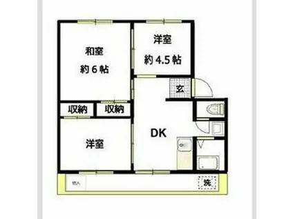 遠堀台ハイツA棟(3DK/4階)の間取り写真