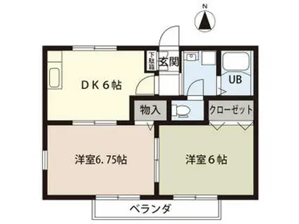 SUNNY FLAT(2DK/2階)の間取り写真