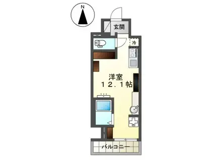 宇都宮市東宿郷 マンション工事(ワンルーム/9階)の間取り写真