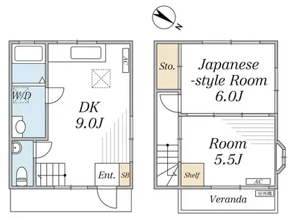 森テラスハウス B棟(2DK)の間取り写真