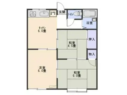 シティハイムU(3DK/1階)の間取り写真