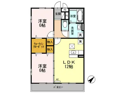 コンフォール瑞江Ⅶ・Ⅷ Ⅶ(2LDK/1階)の間取り写真