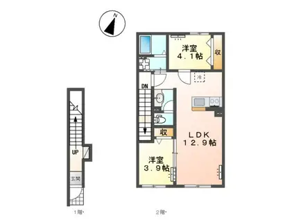 鹿嶋市大字平井 アパート工事(2LDK/2階)の間取り写真