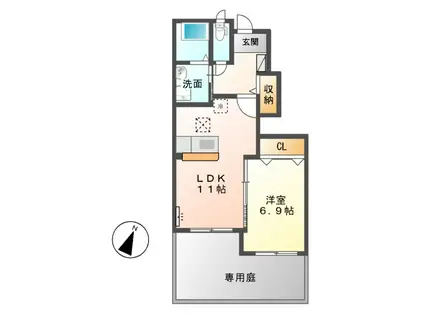 セリージア(1LDK/1階)の間取り写真