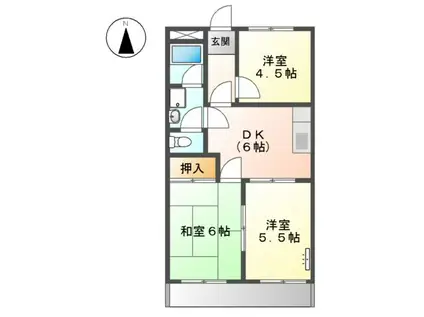 クィーンシティ信B(3DK/1階)の間取り写真